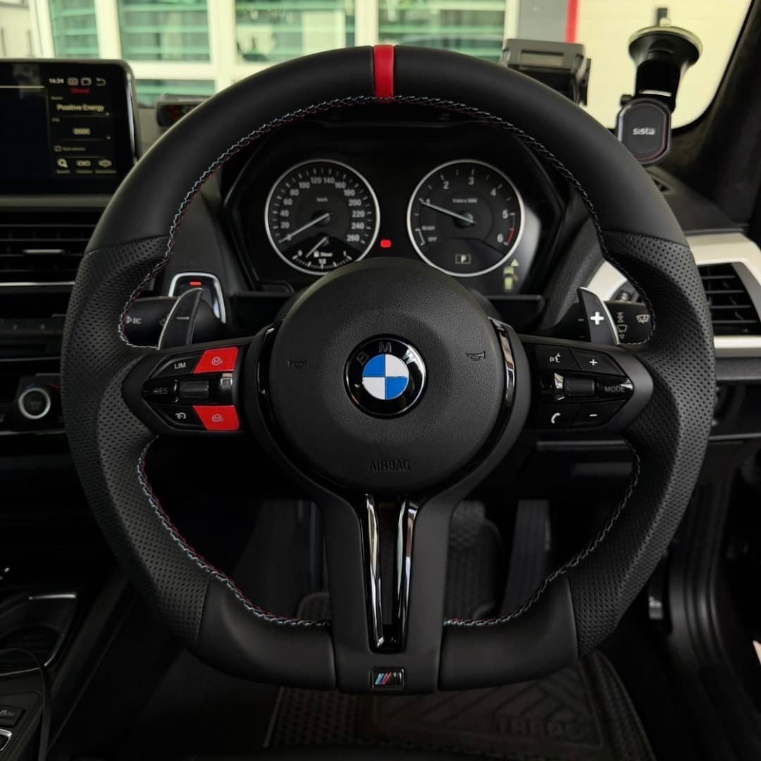 BMW M3 Flat Bottom Steering [Customized Red] — view 1